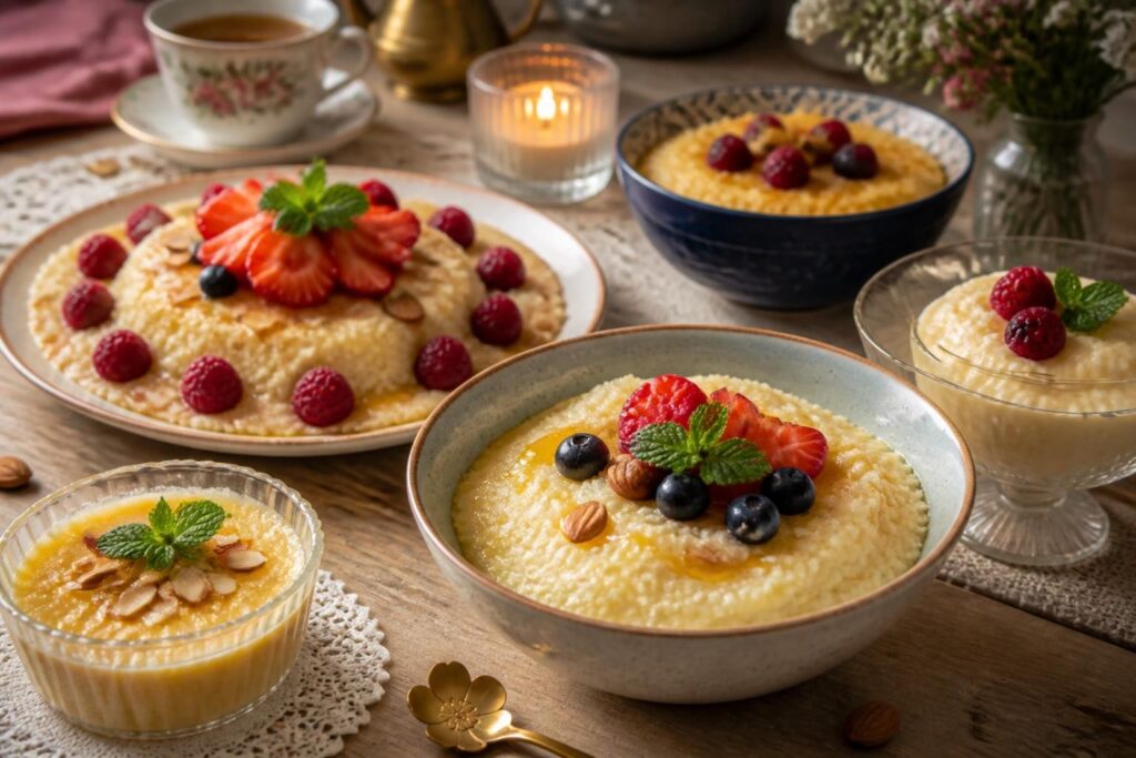 découvrez nos recettes gourmandes de semoule dessert, faciles à préparer et parfaites pour toutes les occasions sucrées. faites plaisir à vos proches avec des desserts savoureux et simples.