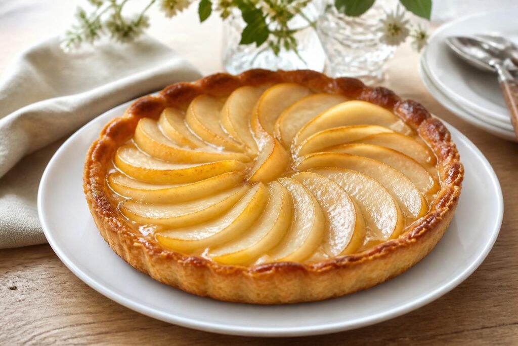 découvrez notre recette simple et savoureuse de tarte aux poires au sirop, un dessert élégant parfait pour toutes les occasions.