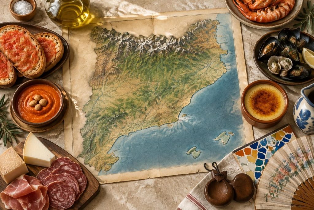 explorez la catalogne grâce à notre carte et découvrez ses trésors culinaires, ses sites culturels et les richesses de ses villes et paysages.