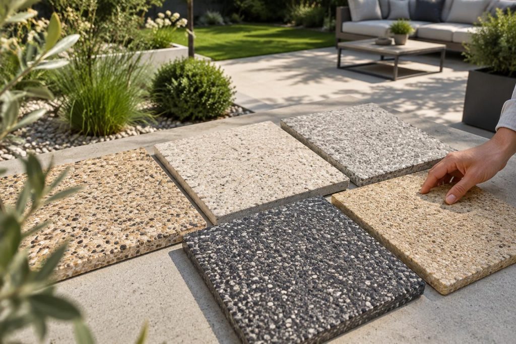 découvrez comment choisir la couleur idéale de votre béton désactivé grâce à un nuancier et harmoniser vos extérieurs avec votre maison.
